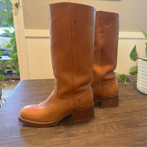 Tall FRYE Boots with Chunky Heel- Campus in Saddle Color (size 6.5)